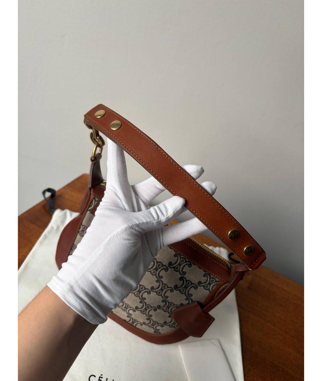 CELINE Коричневая кожаная сумка через плечо, фото 7