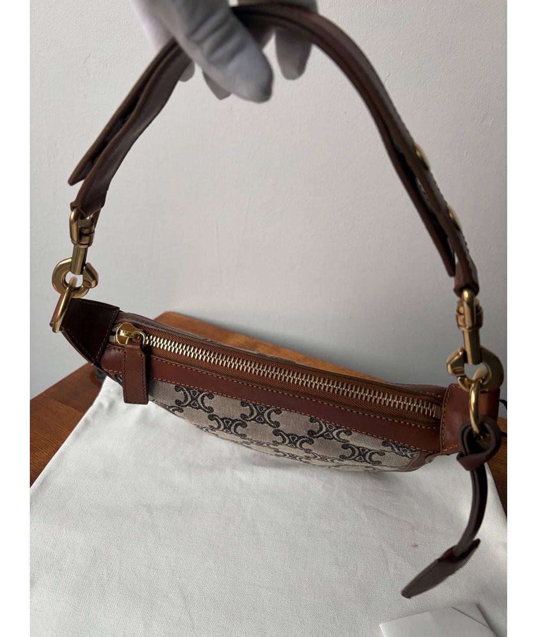 CELINE Коричневая кожаная сумка через плечо, фото 6