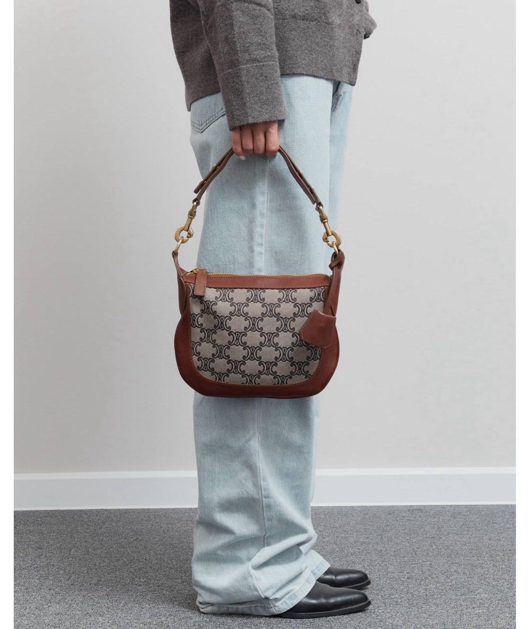 CELINE Коричневая кожаная сумка через плечо, фото 3