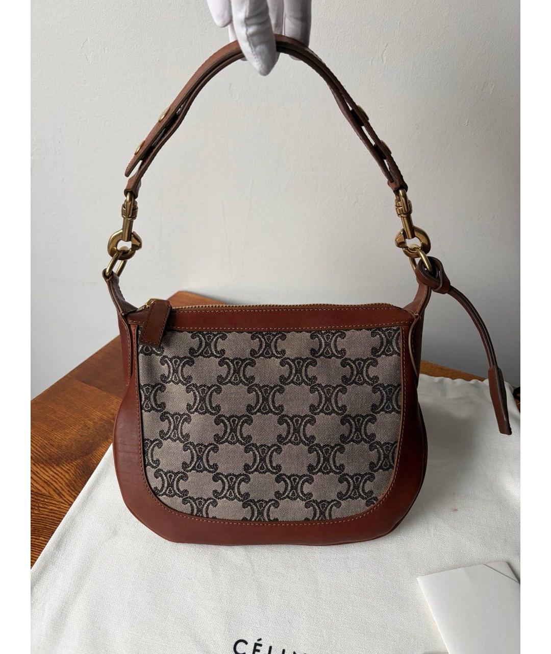 CELINE Коричневая кожаная сумка через плечо, фото 4