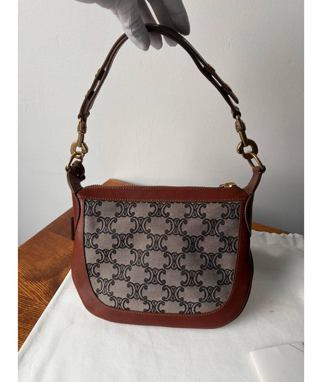 CELINE Коричневая кожаная сумка через плечо, фото 5