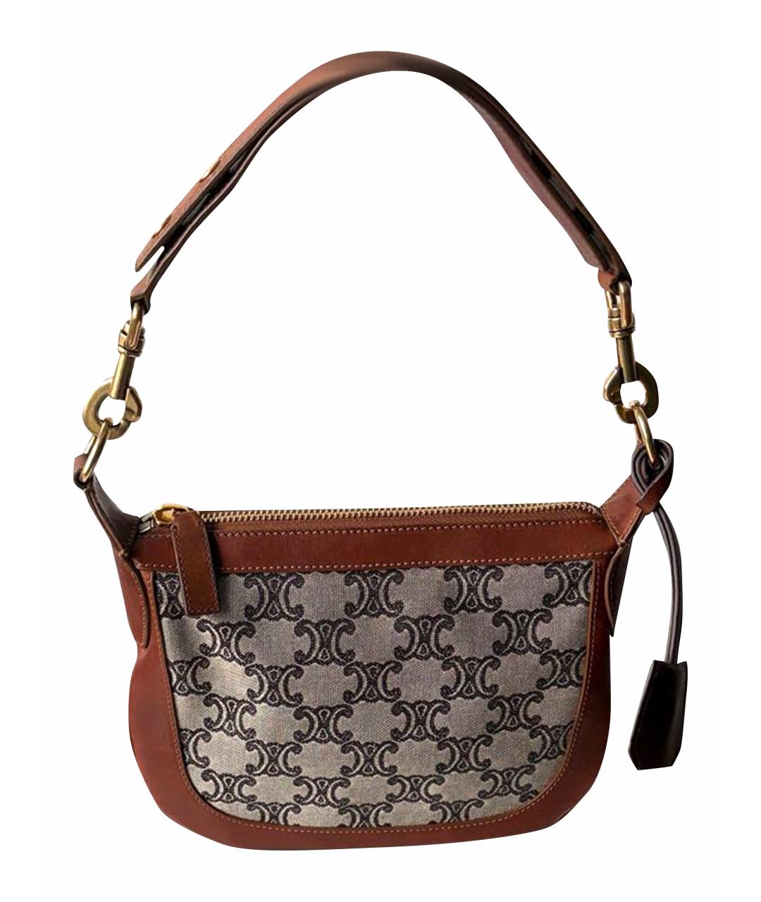 CELINE Коричневая кожаная сумка через плечо, фото 1