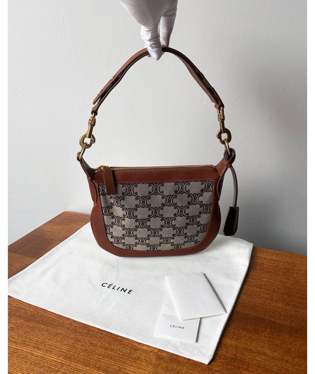 CELINE Коричневая кожаная сумка через плечо, фото 9