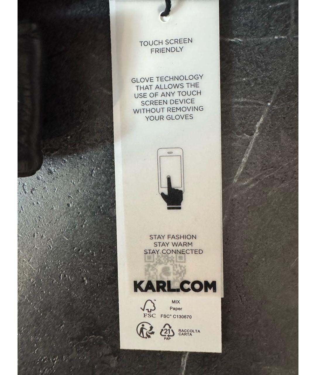 KARL LAGERFELD Черные кожаные перчатки, фото 8