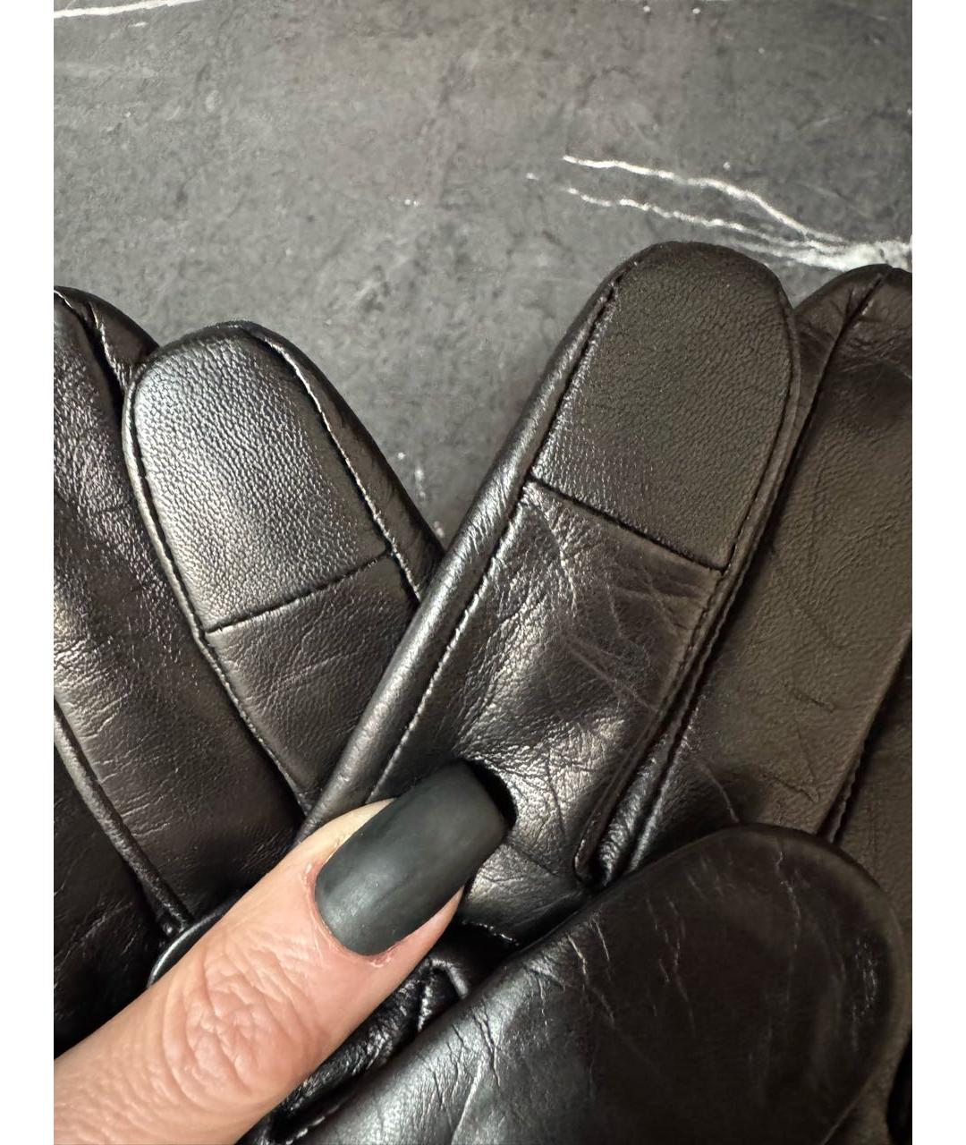 KARL LAGERFELD Черные кожаные перчатки, фото 4