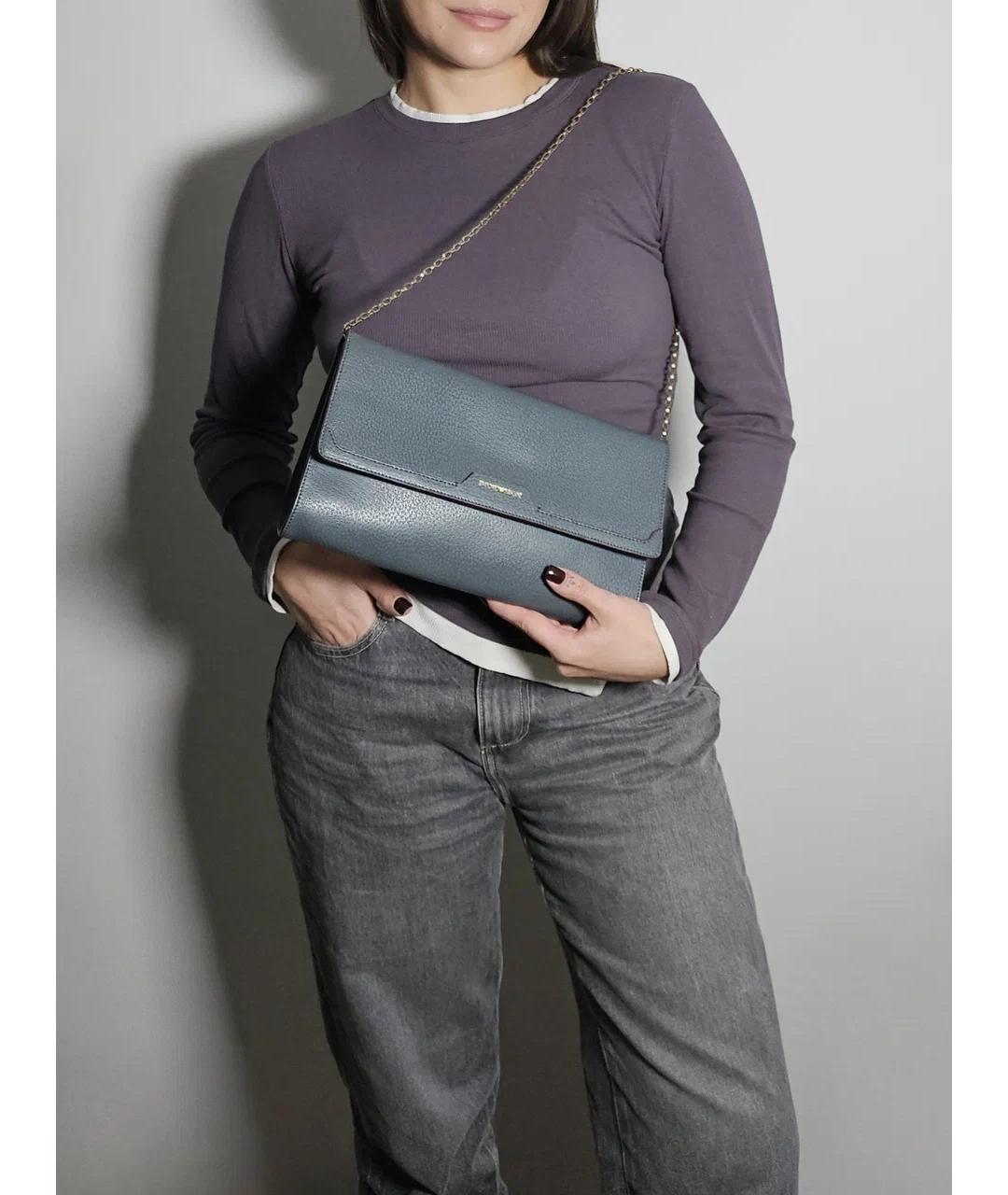 EMPORIO ARMANI Серая кожаная сумка через плечо, фото 4