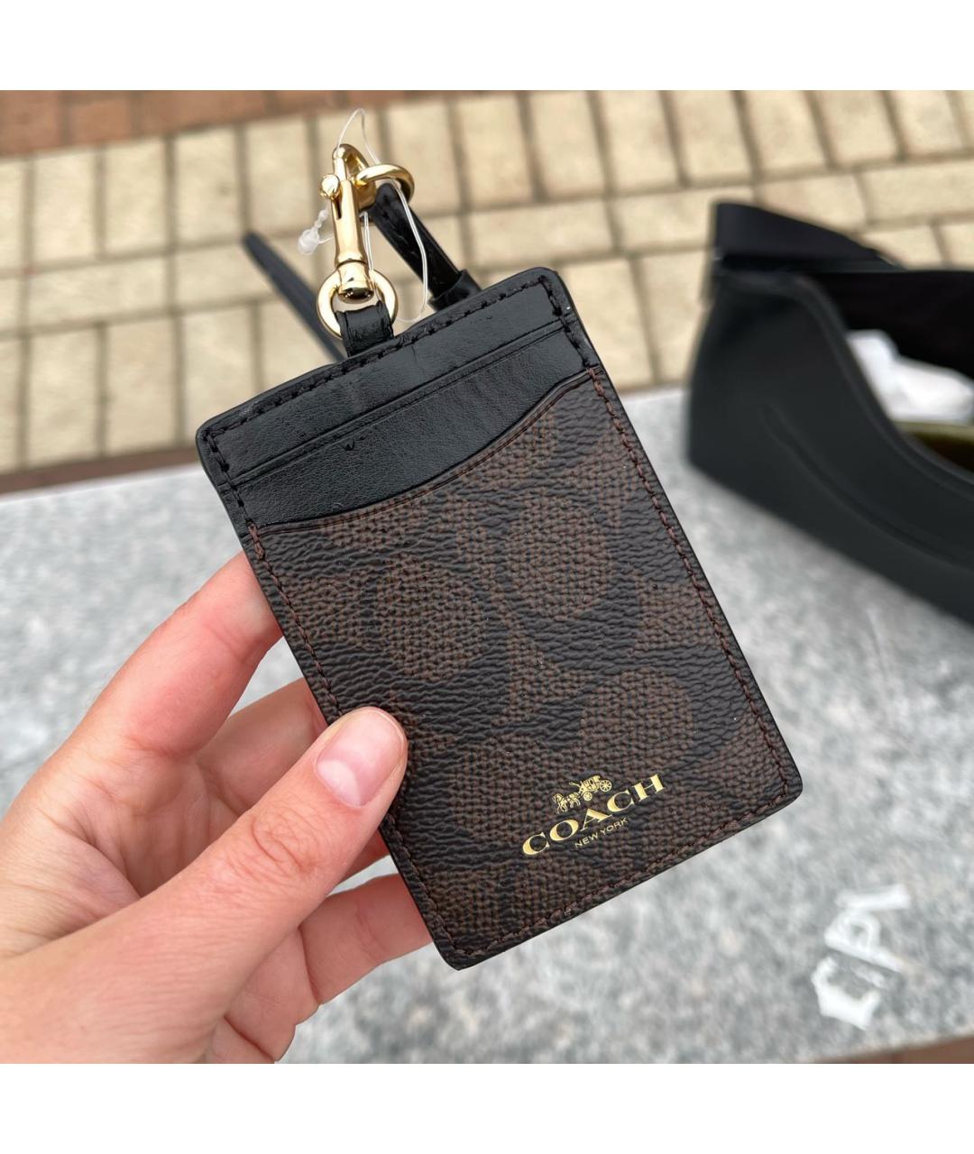 COACH Черный кожаный кардхолдер, фото 5