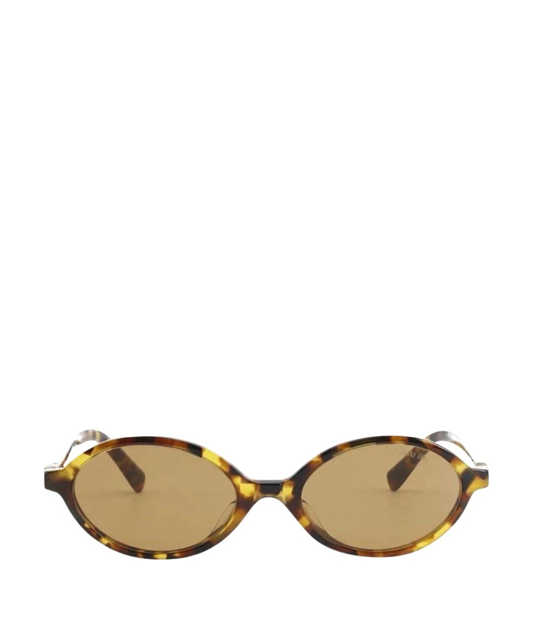 MIU MIU Коричневые пластиковые солнцезащитные очки, фото 1