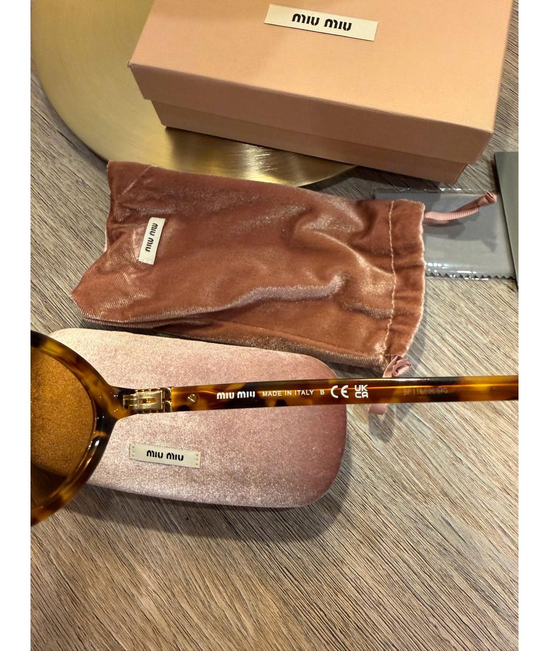 MIU MIU Коричневые пластиковые солнцезащитные очки, фото 7