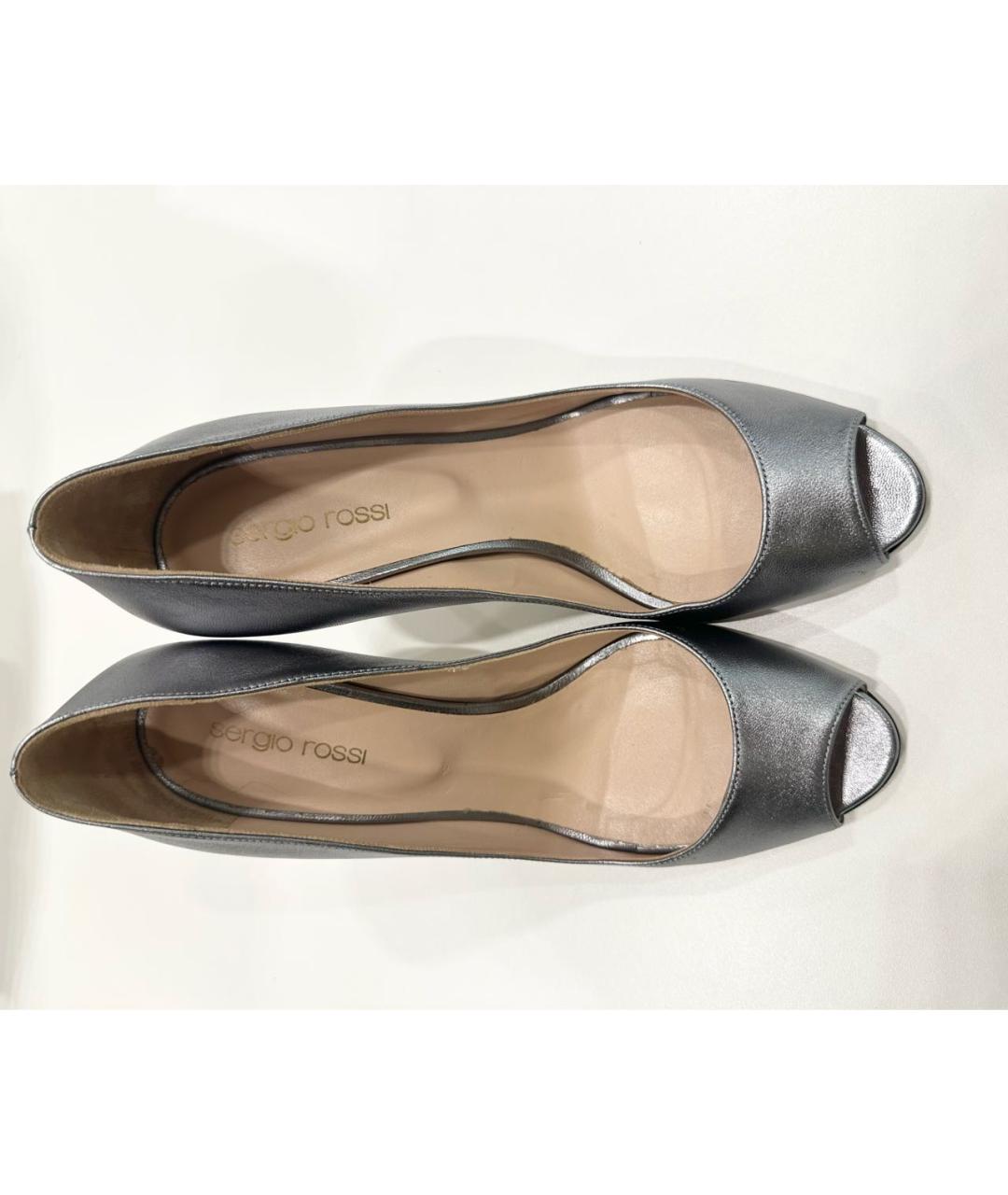 SERGIO ROSSI Серебряные кожаные туфли, фото 3