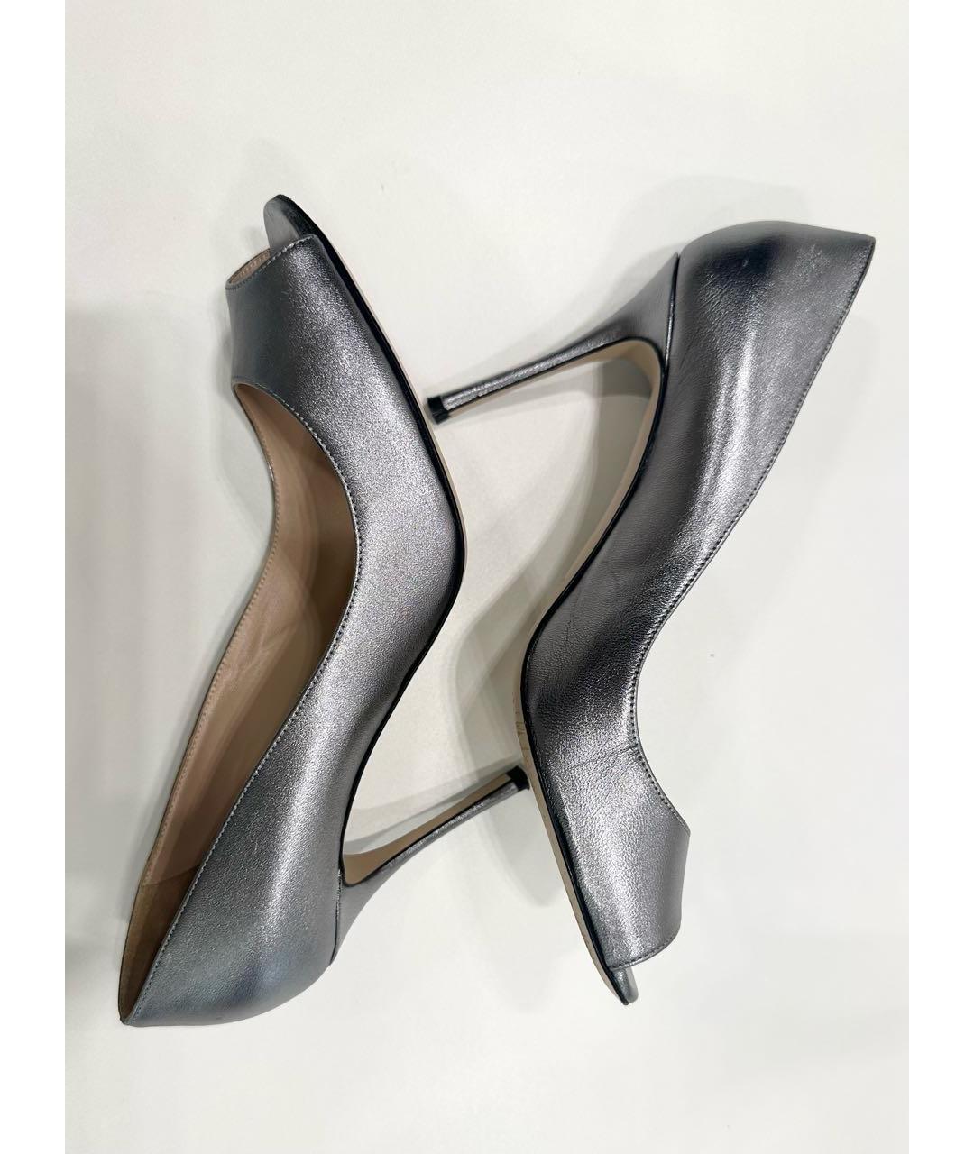 SERGIO ROSSI Серебряные кожаные туфли, фото 7