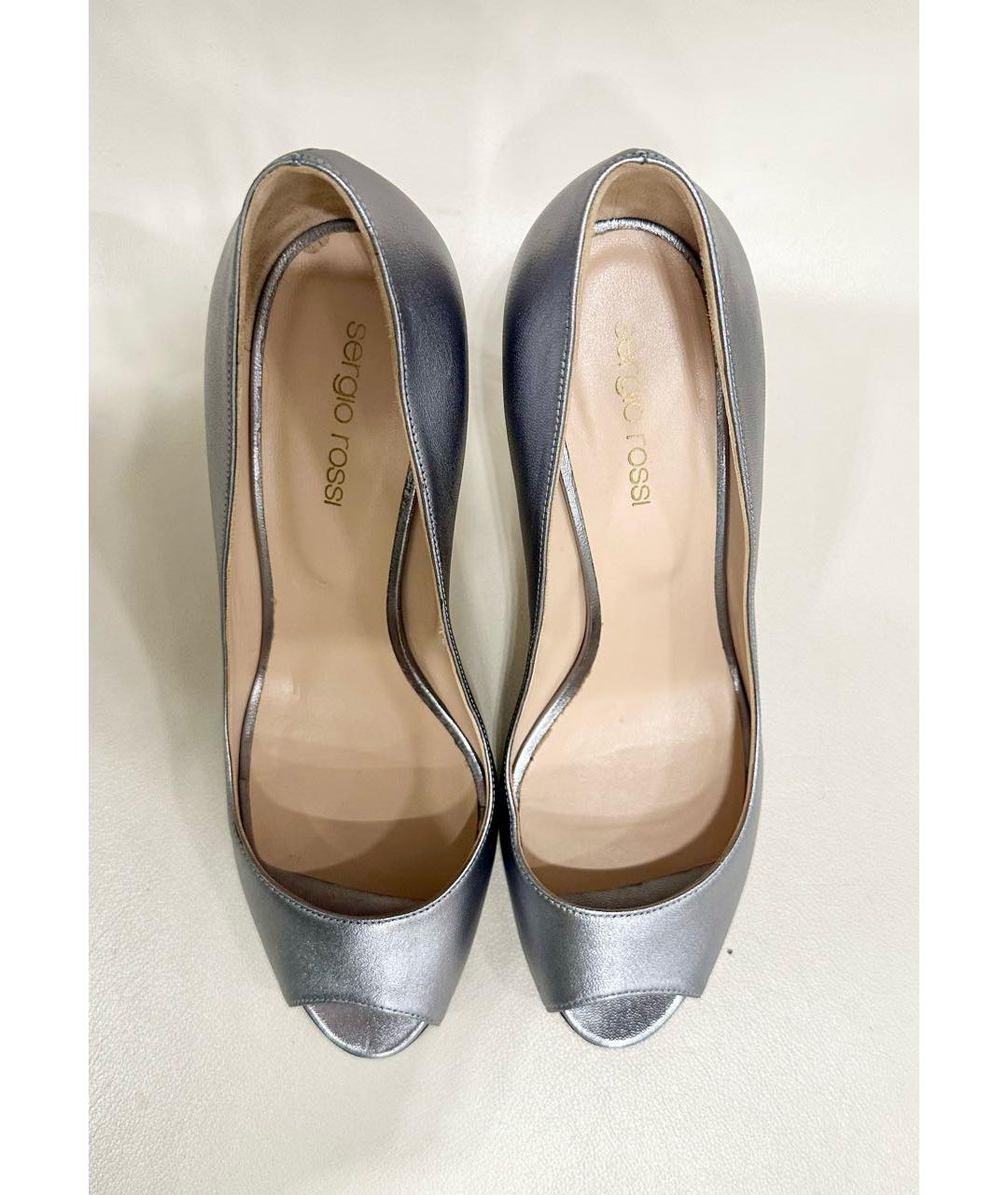 SERGIO ROSSI Серебряные кожаные туфли, фото 2