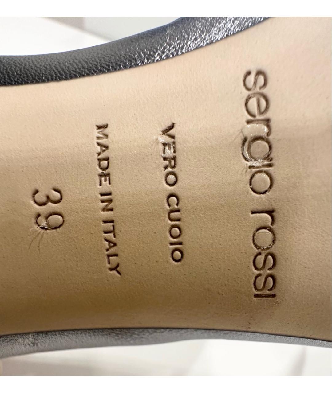 SERGIO ROSSI Серебряные кожаные туфли, фото 5