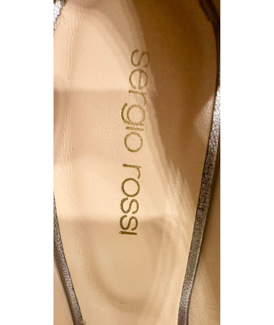 SERGIO ROSSI Серебряные кожаные туфли, фото 6