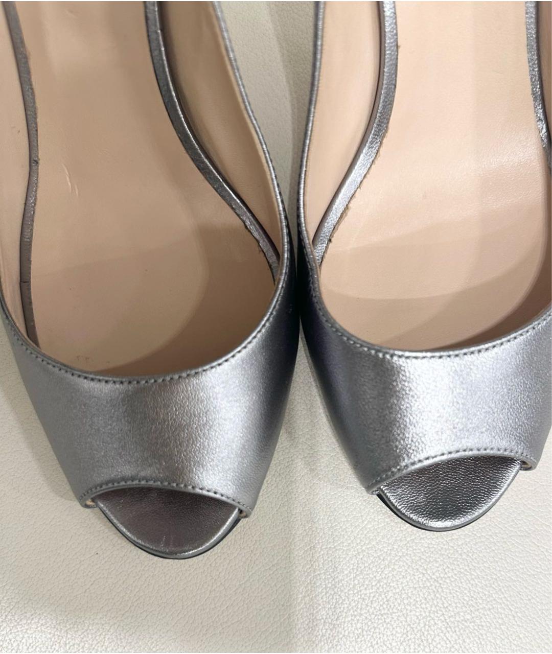 SERGIO ROSSI Серебряные кожаные туфли, фото 8