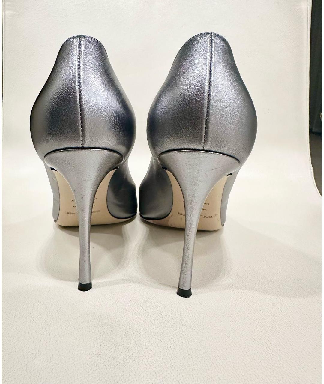 SERGIO ROSSI Серебряные кожаные туфли, фото 4