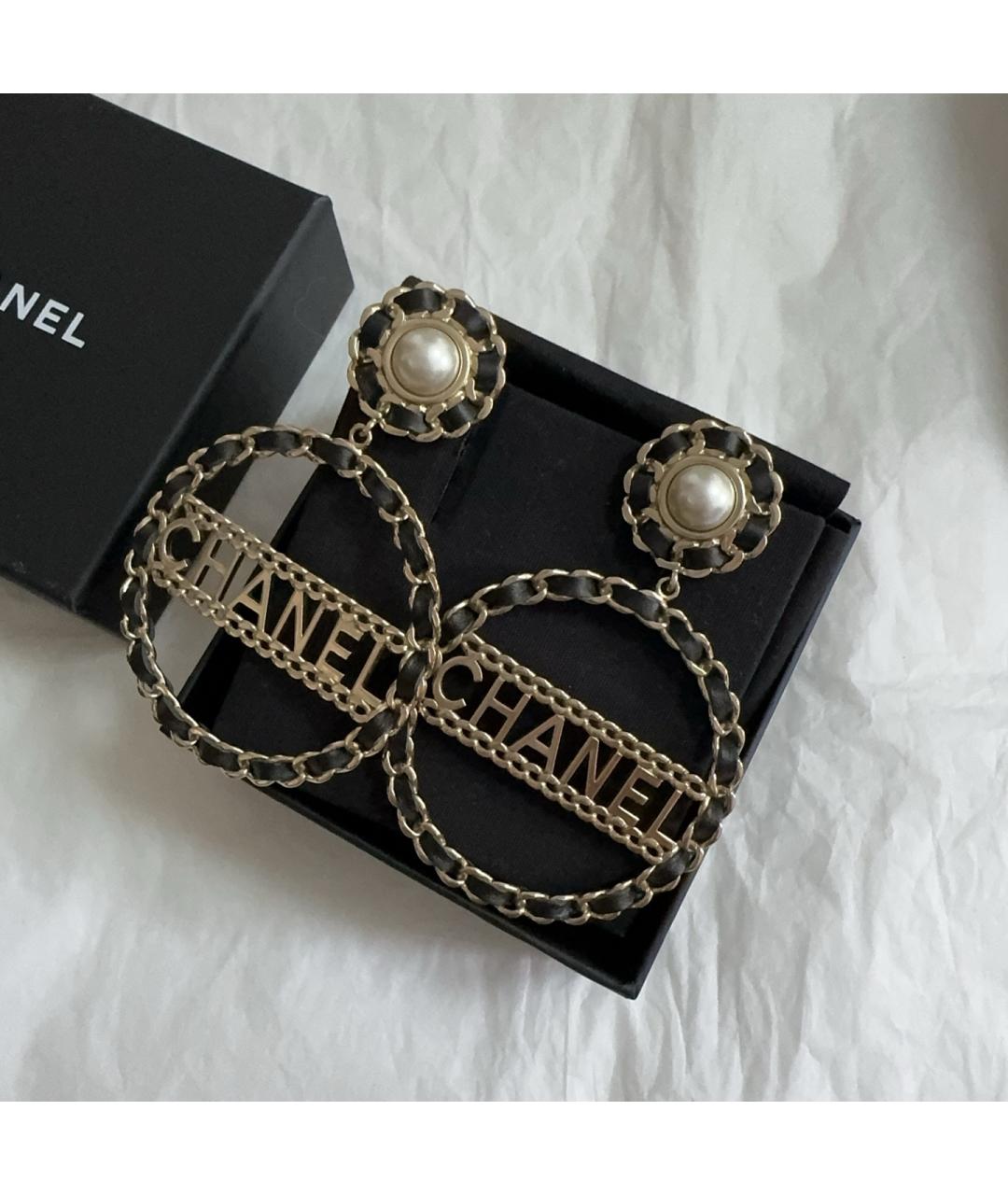 CHANEL Золотые металлические серьги, фото 2