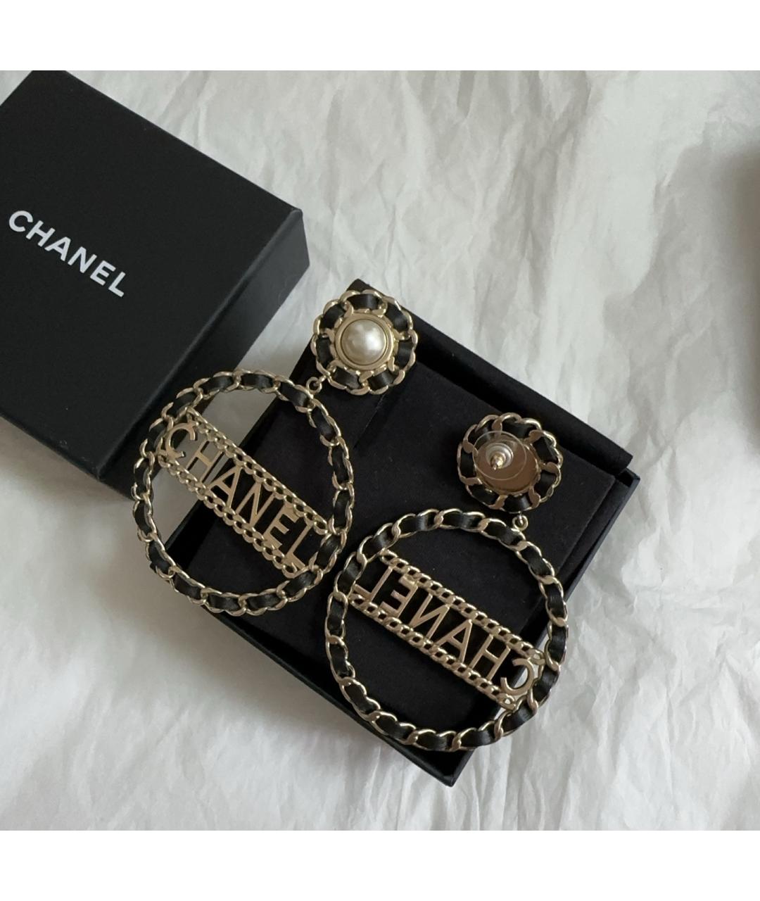 CHANEL Золотые металлические серьги, фото 3