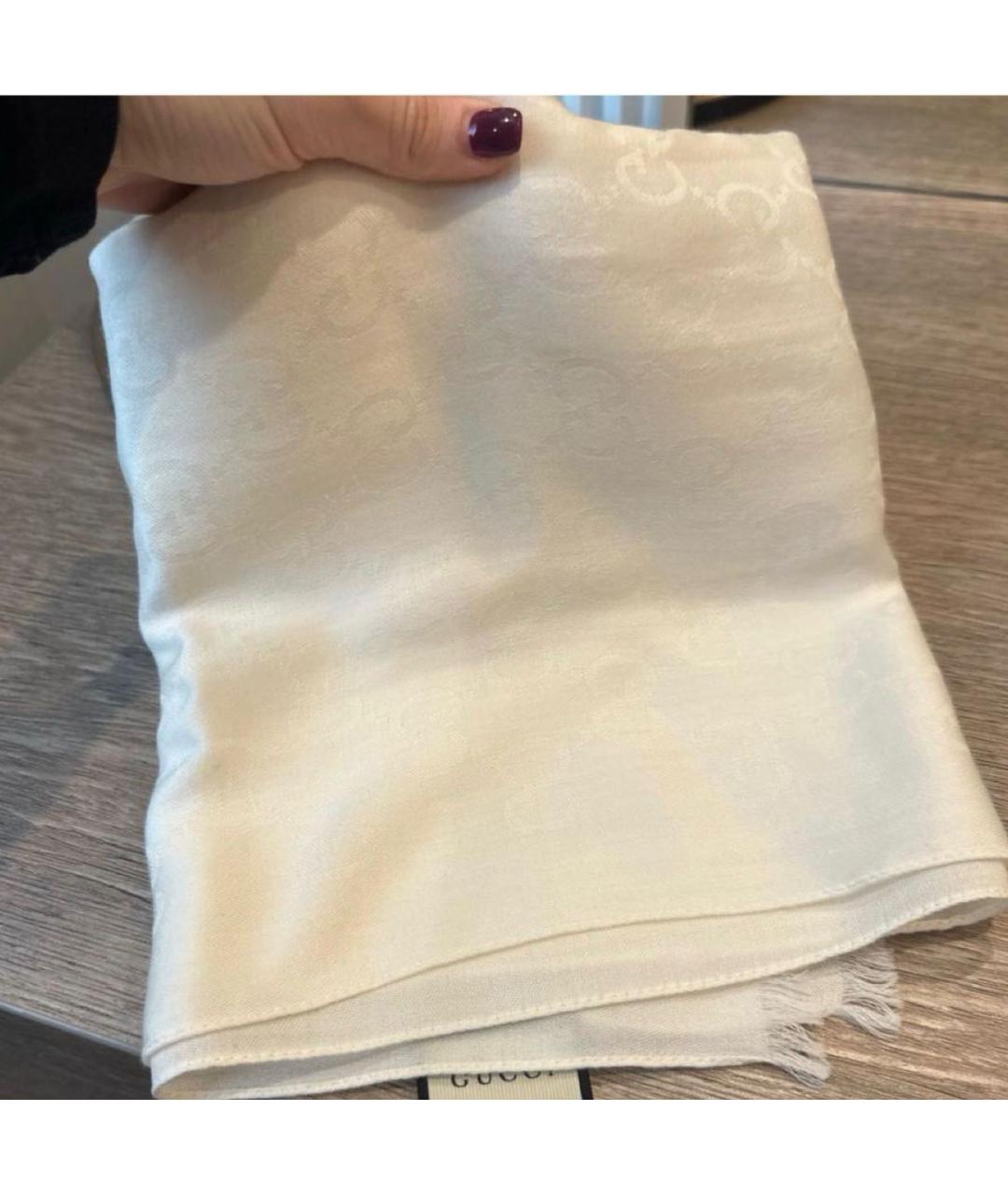 GUCCI Белый шерстяной платок, фото 5