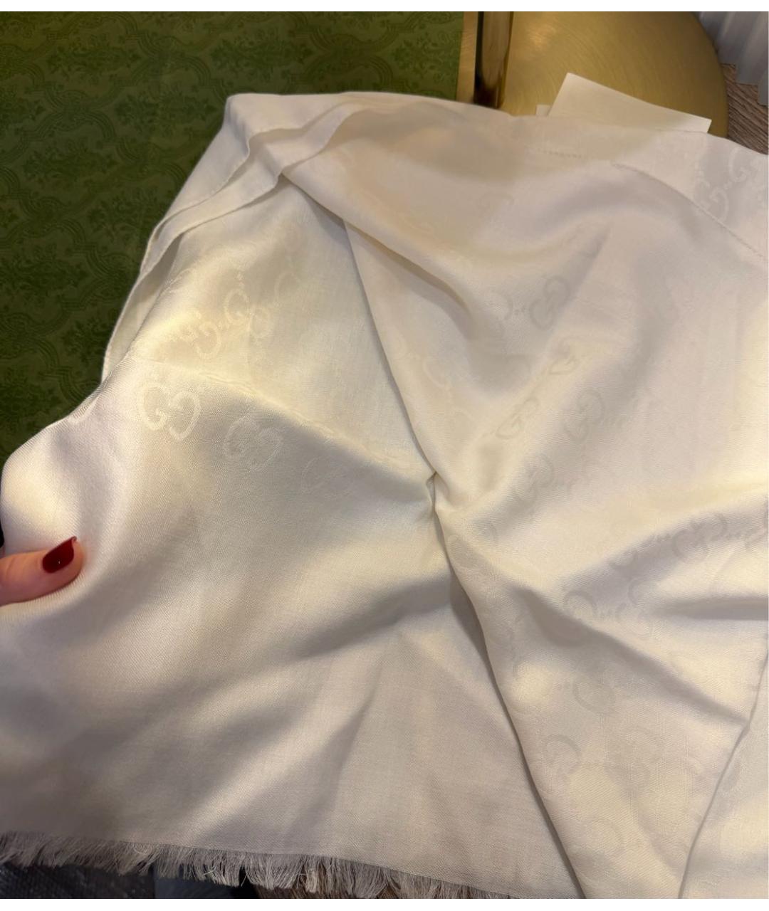 GUCCI Белый шерстяной платок, фото 3