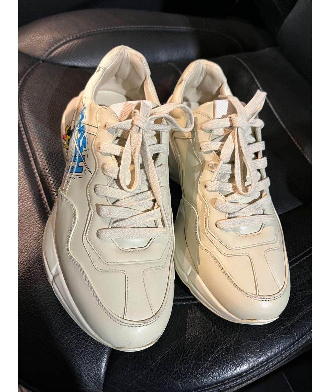 GUCCI Белые кожаные кроссовки, фото 4