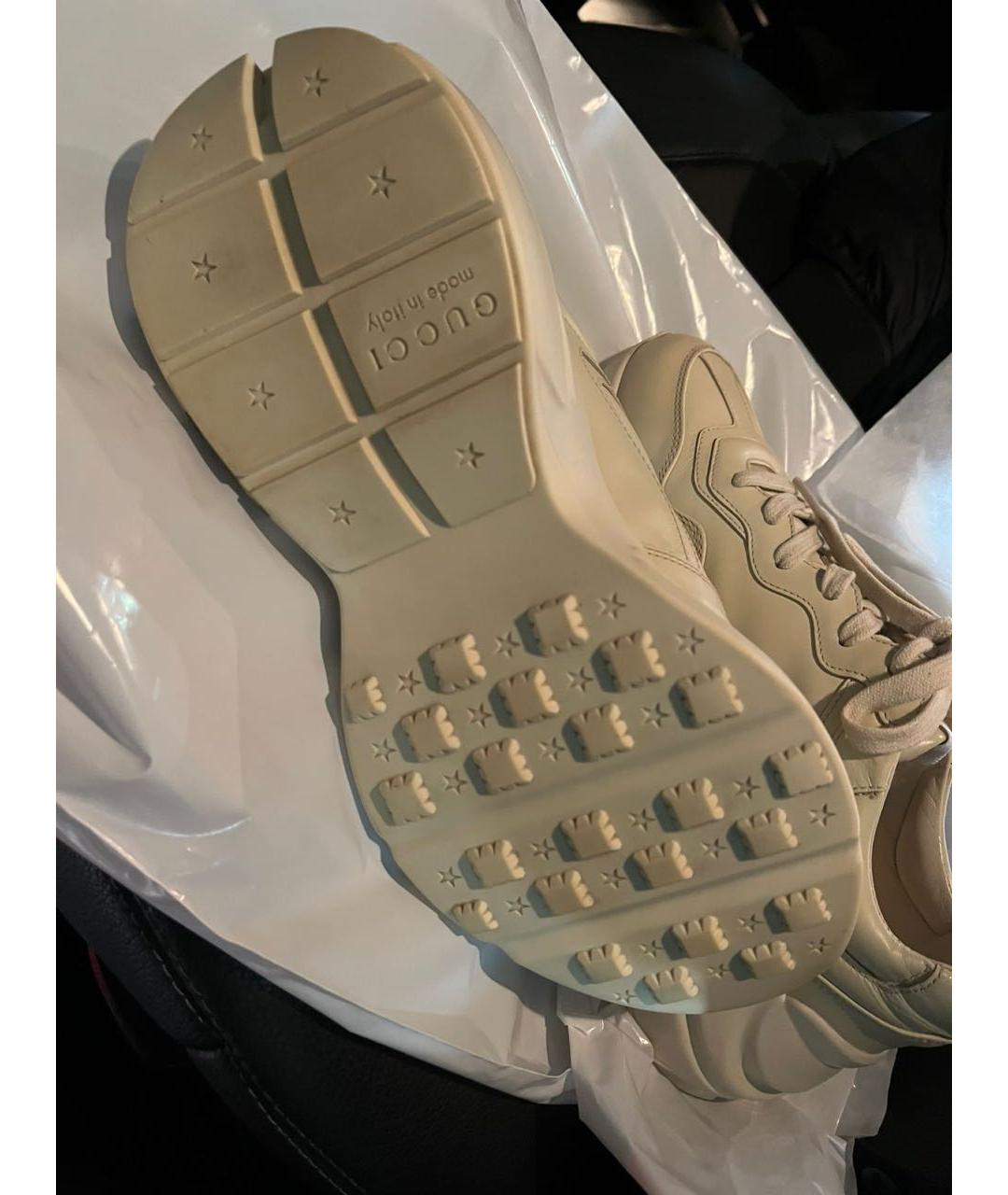 GUCCI Белые кожаные кроссовки, фото 3