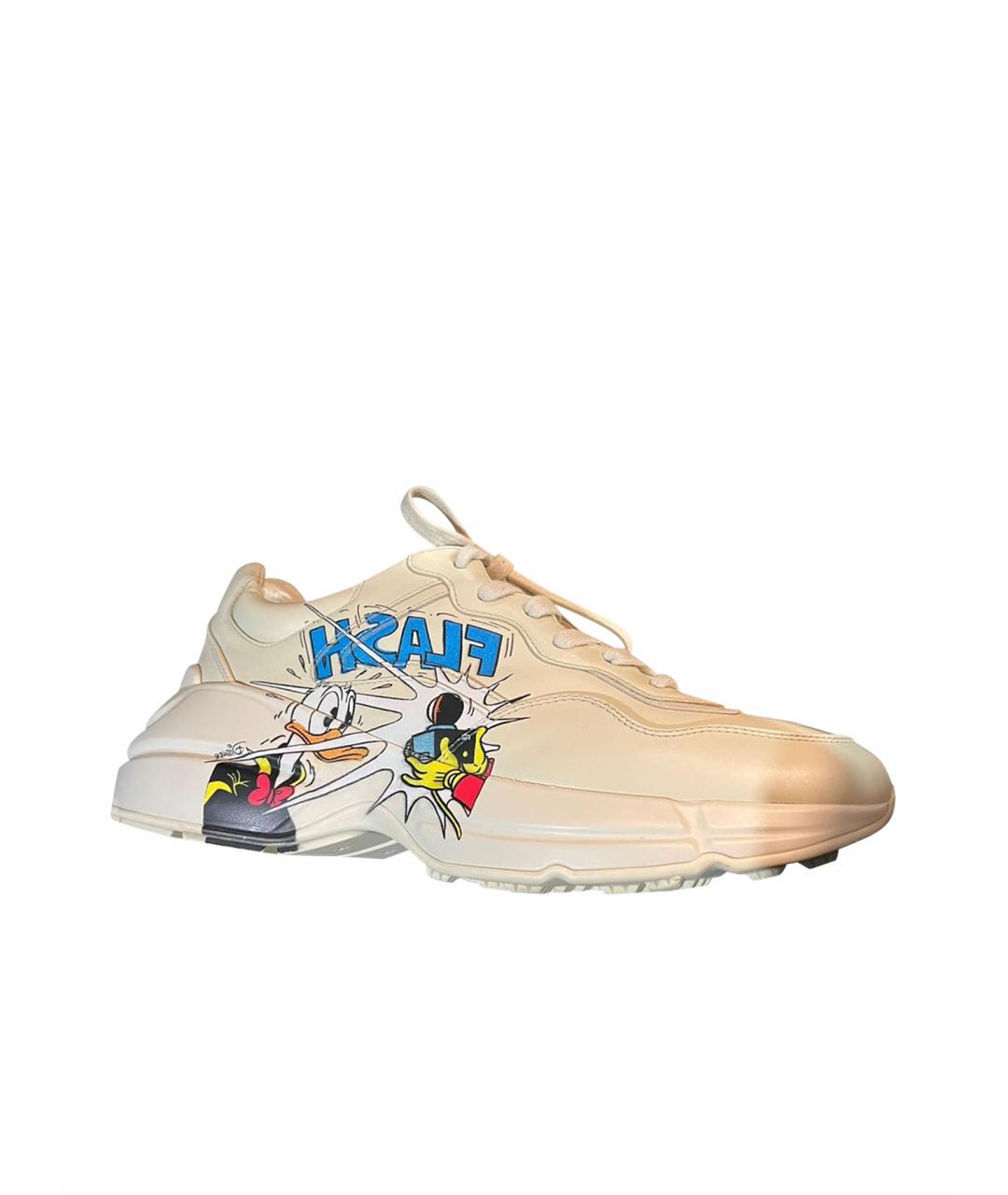 GUCCI Белые кожаные кроссовки, фото 1