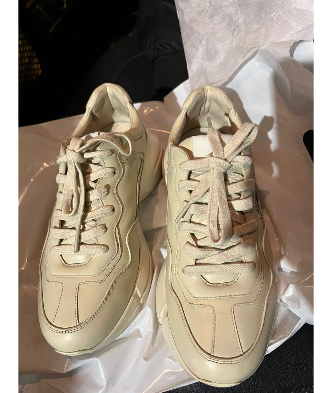 GUCCI Белые кожаные кроссовки, фото 6