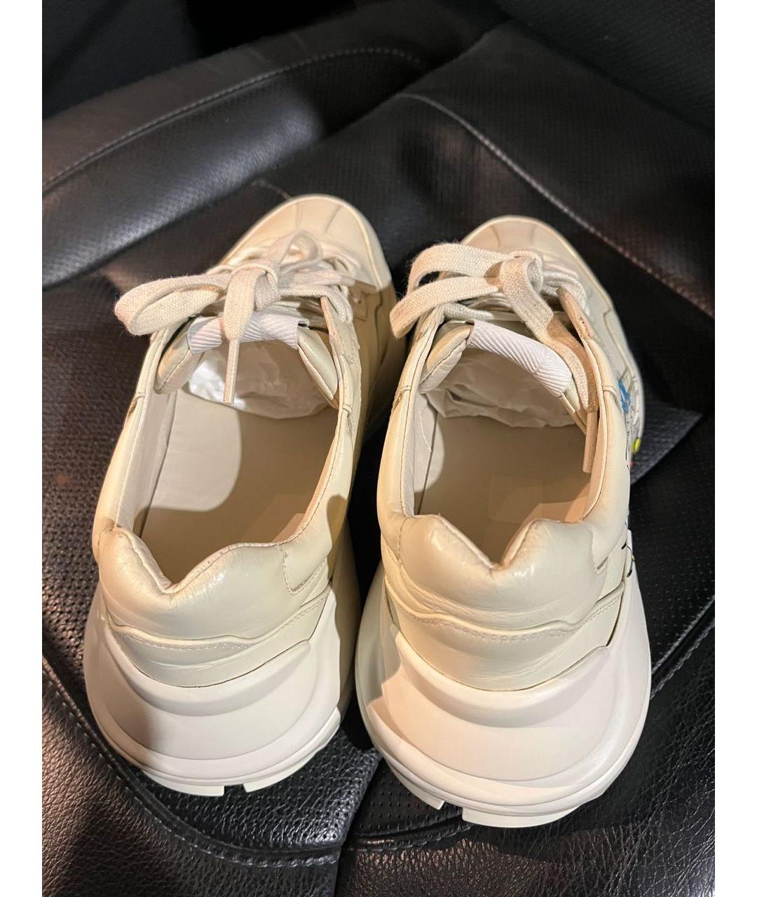 GUCCI Белые кожаные кроссовки, фото 5