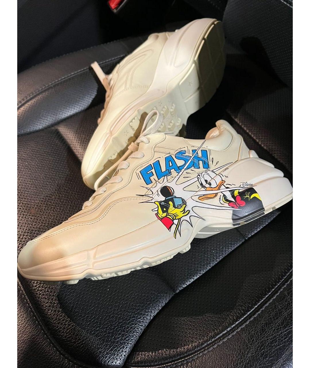 GUCCI Белые кожаные кроссовки, фото 8