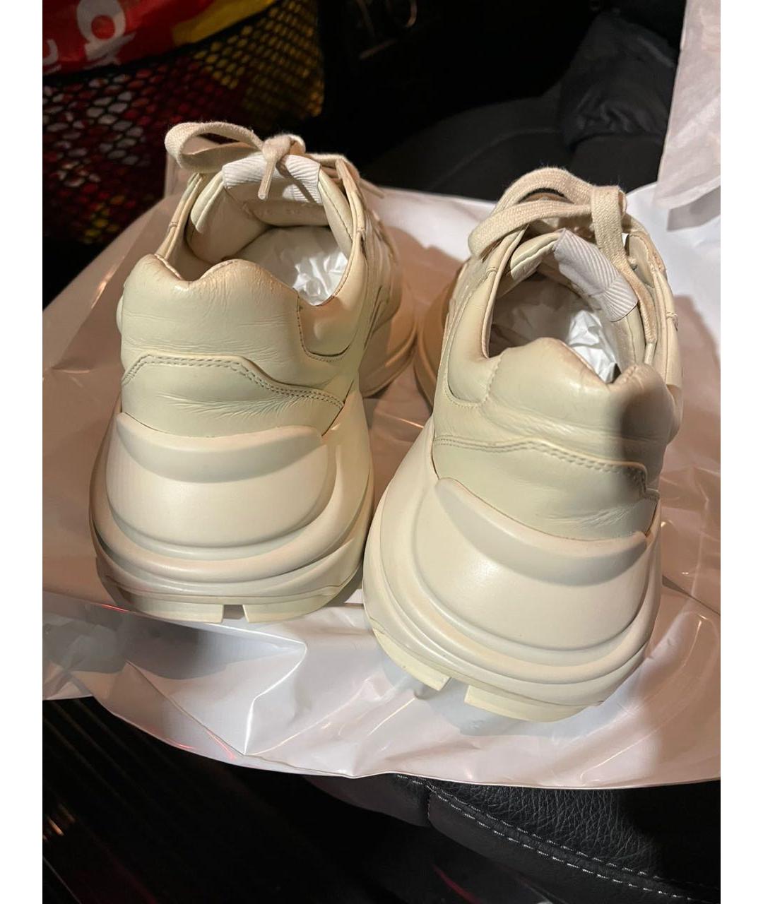 GUCCI Белые кожаные кроссовки, фото 7