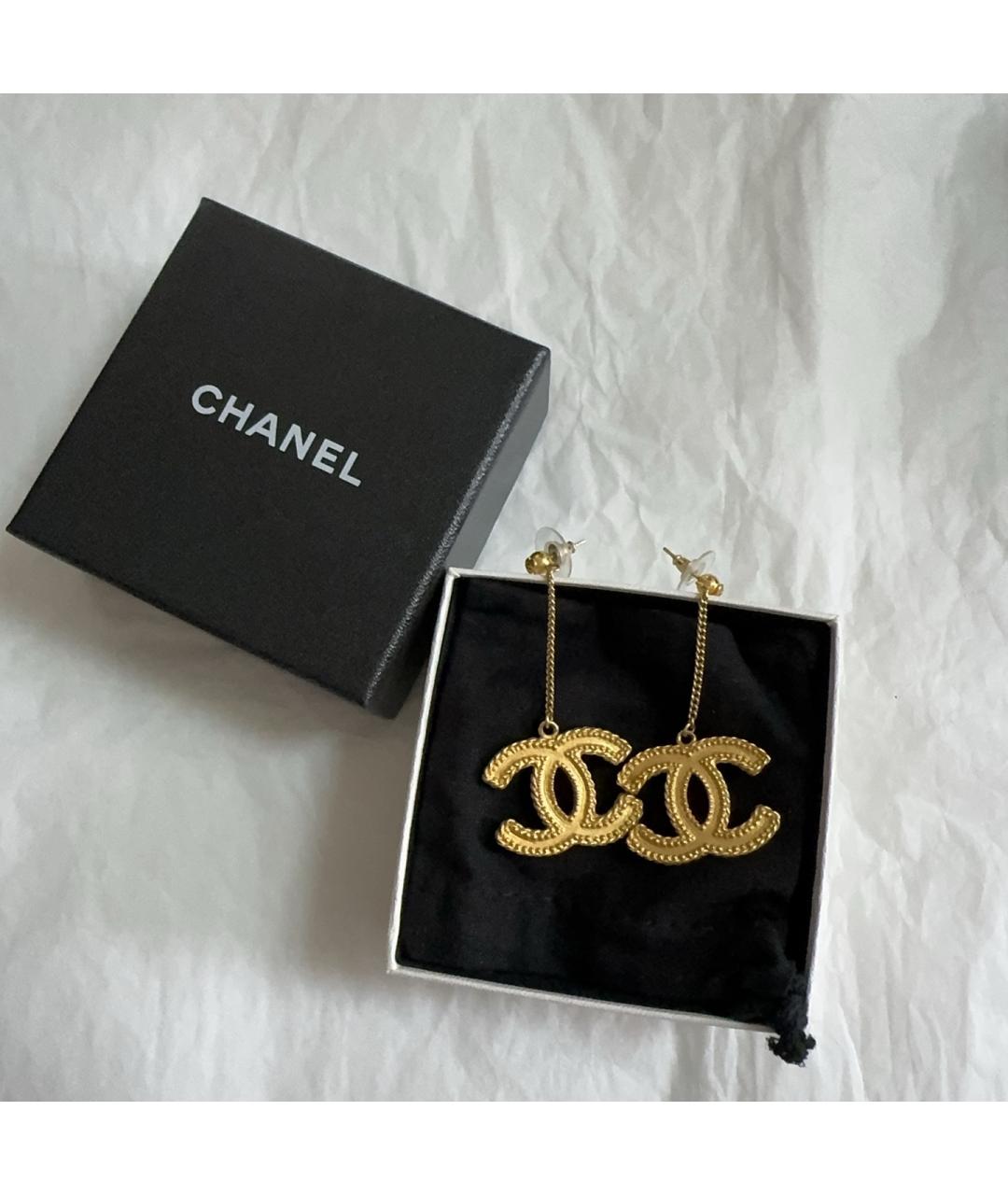 CHANEL Золотые металлические серьги, фото 7