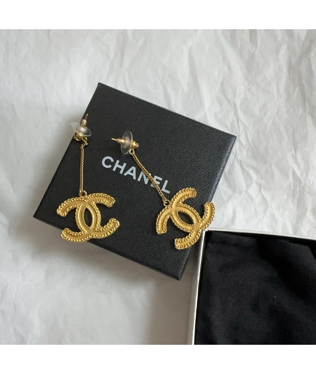 CHANEL Золотые металлические серьги, фото 3