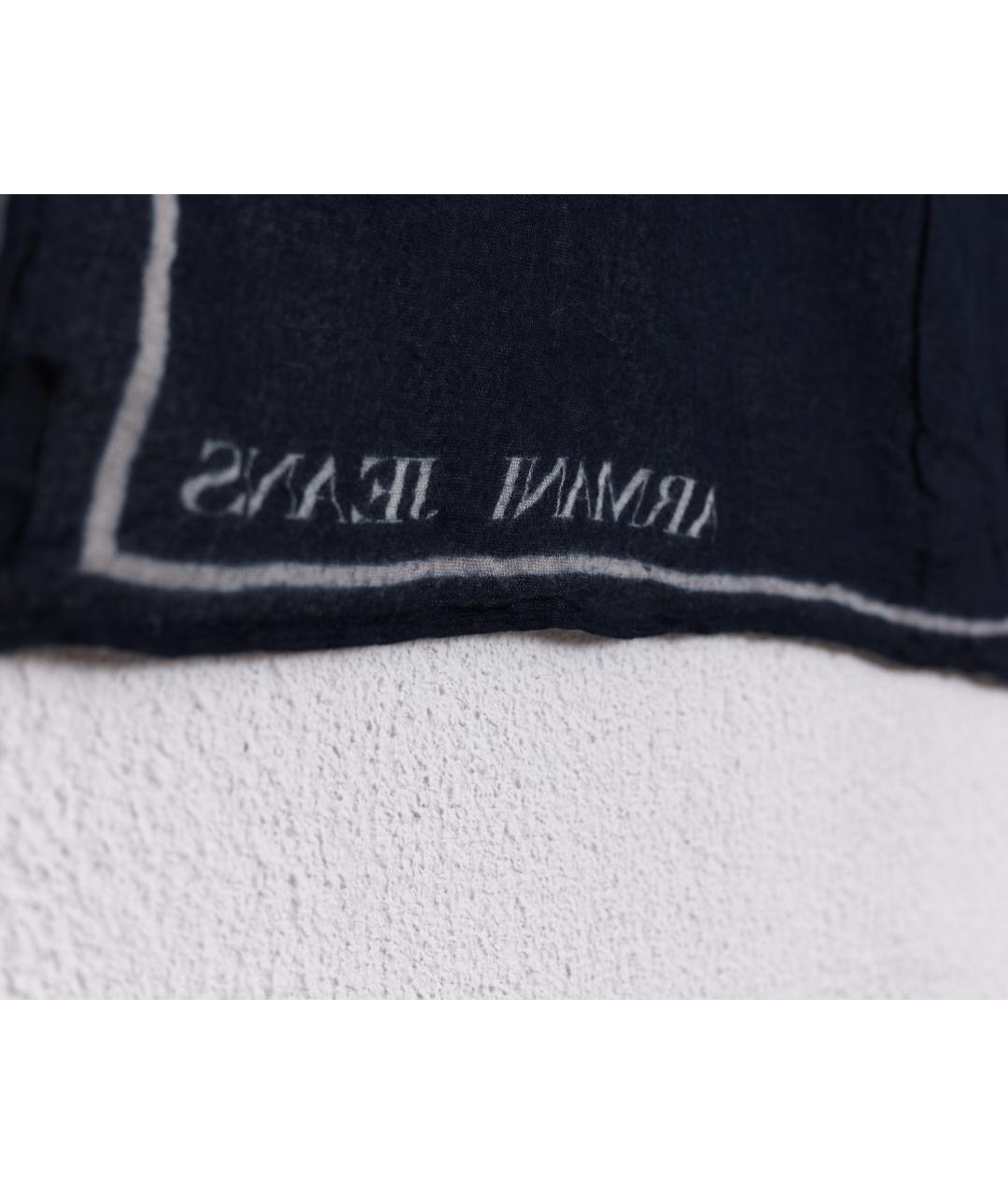 ARMANI JEANS Синий кашемировый шарф, фото 3