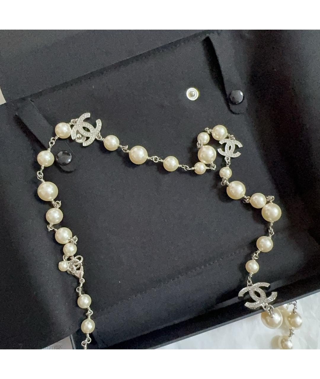 CHANEL Белое металлическое колье, фото 3