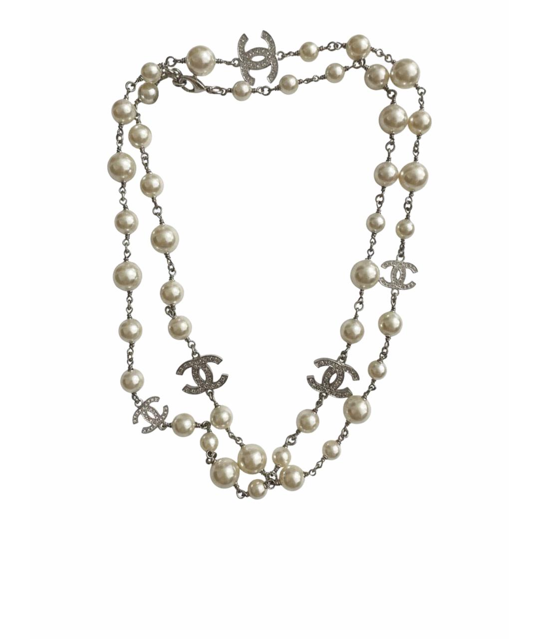 CHANEL Белое металлическое колье, фото 1