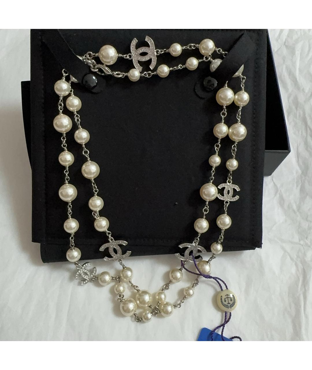 CHANEL Белое металлическое колье, фото 4