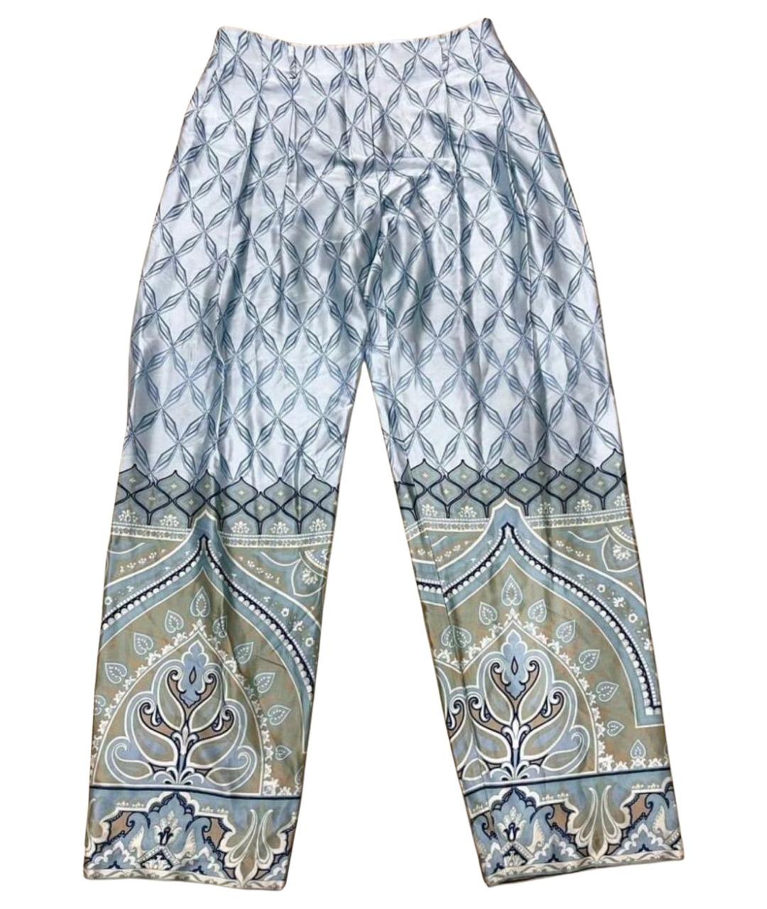 ELEVENTY Голубые вискозные прямые брюки, фото 1