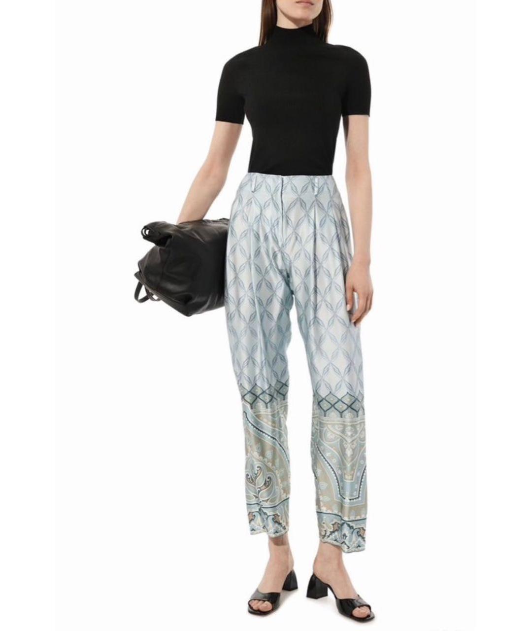 ELEVENTY Голубые вискозные прямые брюки, фото 2