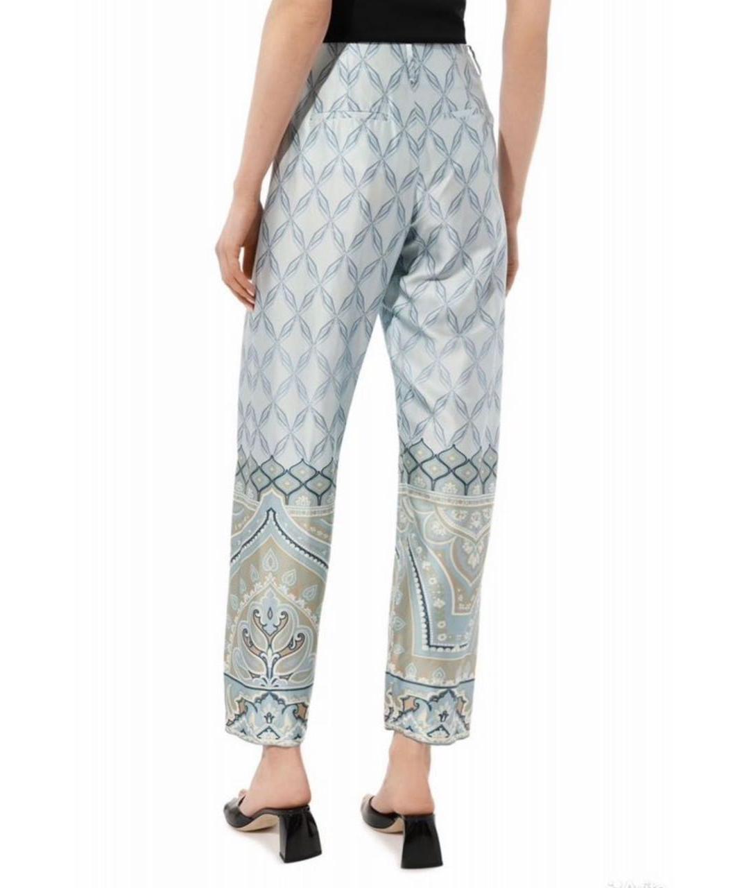 ELEVENTY Голубые вискозные прямые брюки, фото 4