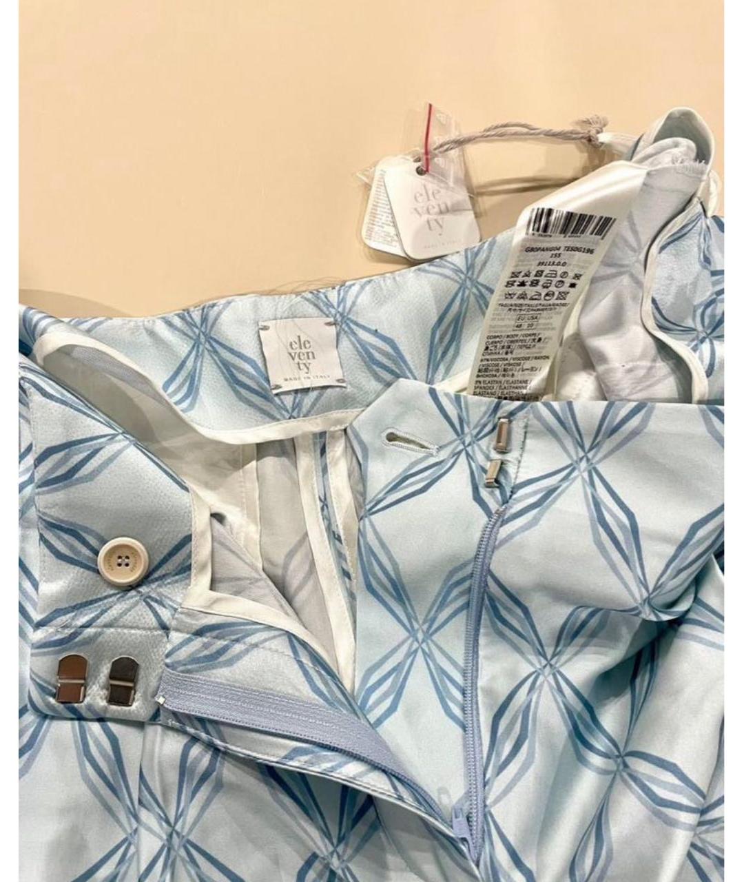 ELEVENTY Голубые вискозные прямые брюки, фото 7