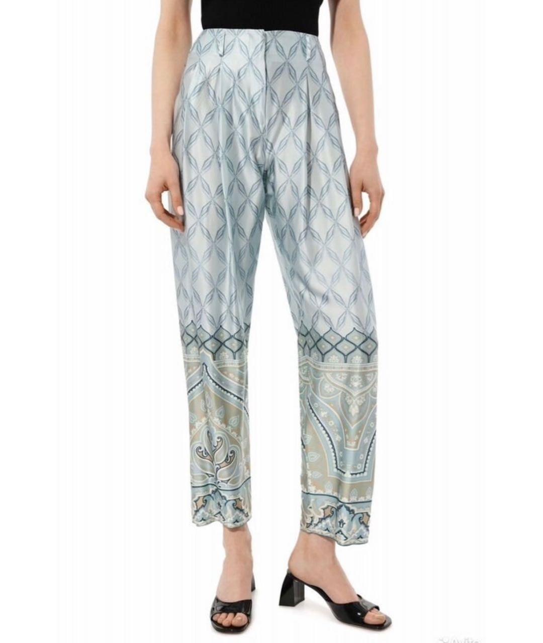 ELEVENTY Голубые вискозные прямые брюки, фото 3