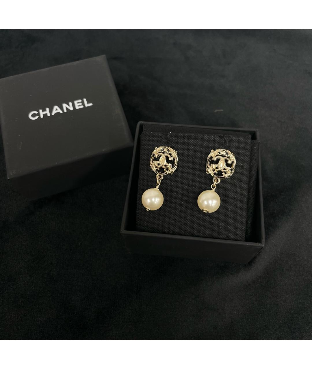 CHANEL Золотые металлические серьги, фото 10