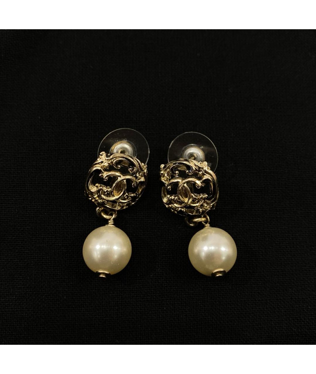 CHANEL Золотые металлические серьги, фото 9