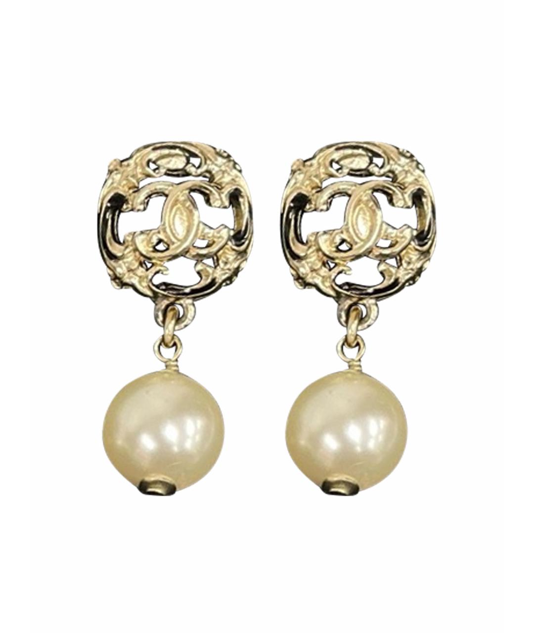 CHANEL Золотые металлические серьги, фото 1