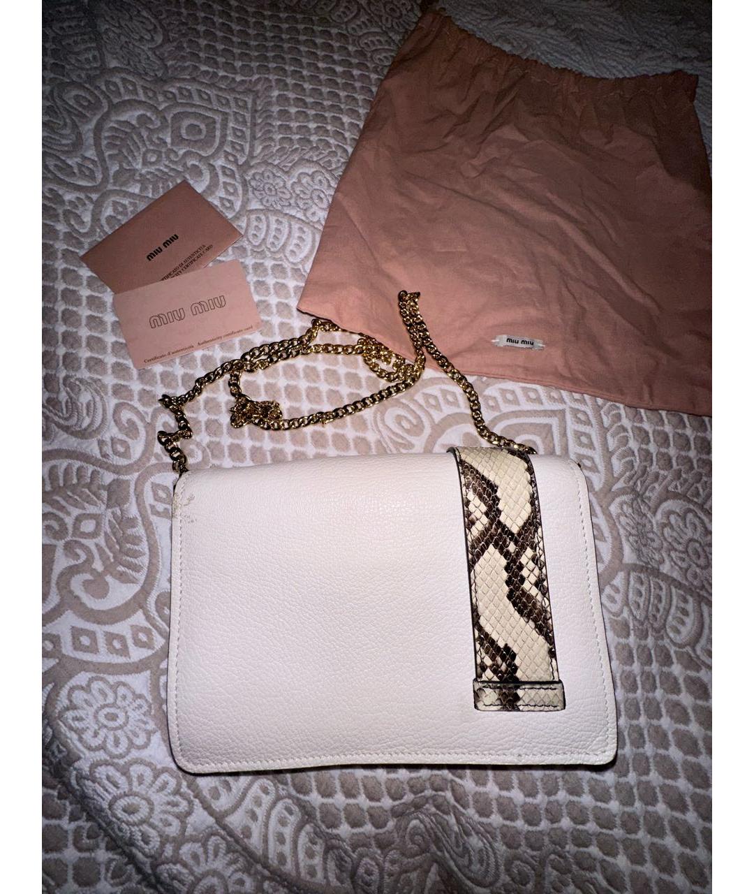 MIU MIU Белая кожаная сумка через плечо, фото 3