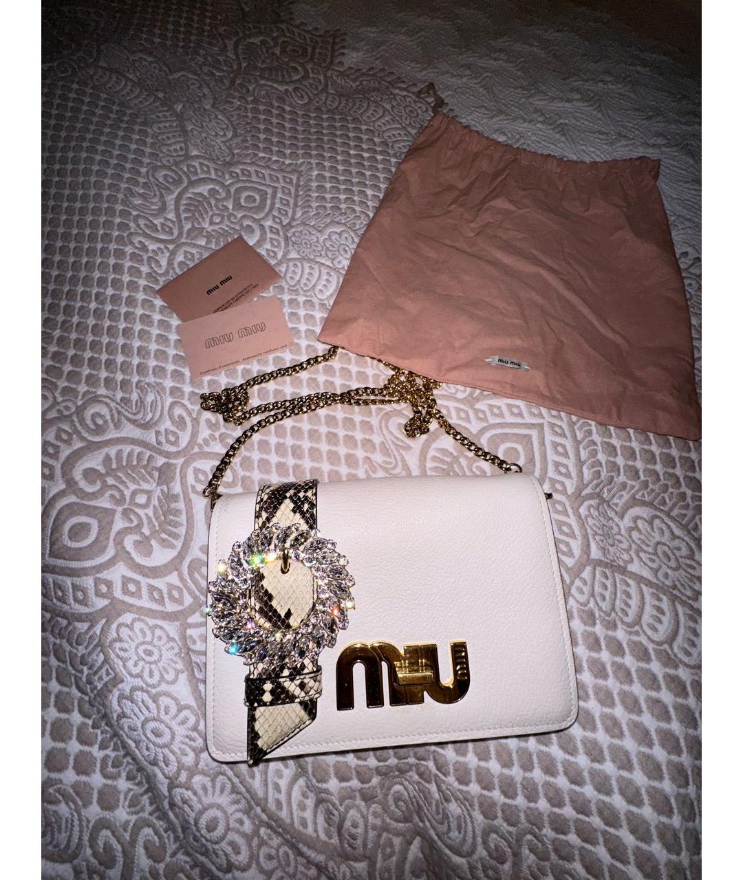 MIU MIU Белая кожаная сумка через плечо, фото 8