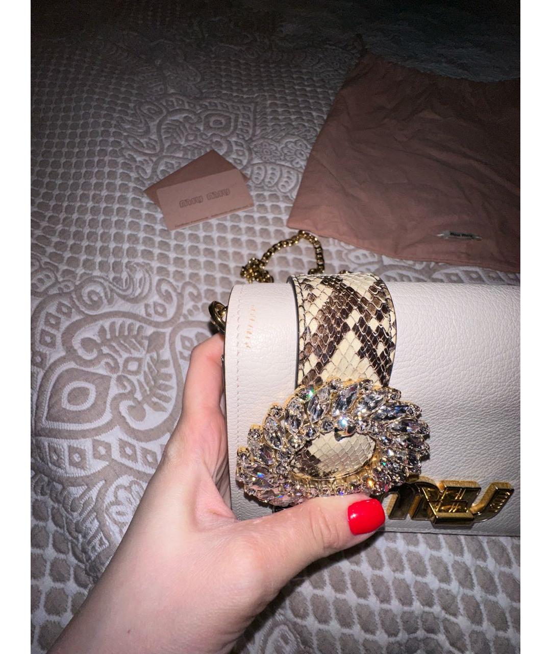 MIU MIU Белая кожаная сумка через плечо, фото 5