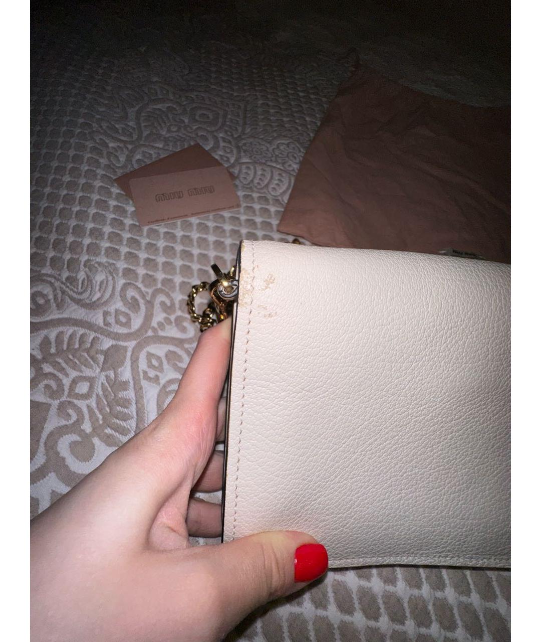 MIU MIU Белая кожаная сумка через плечо, фото 6