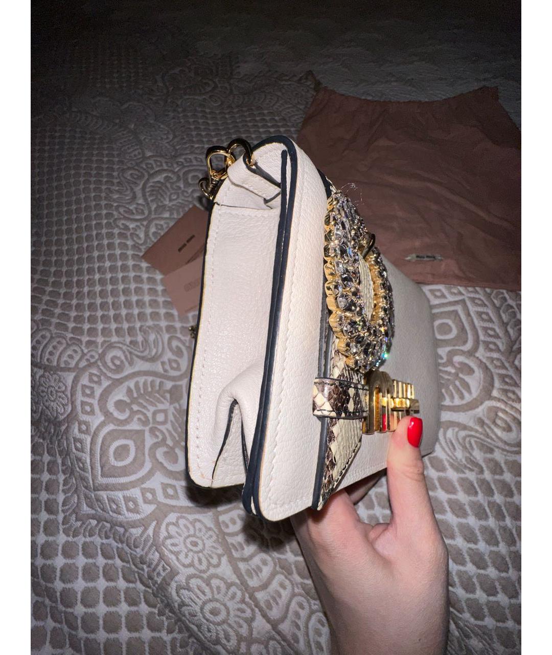 MIU MIU Белая кожаная сумка через плечо, фото 2